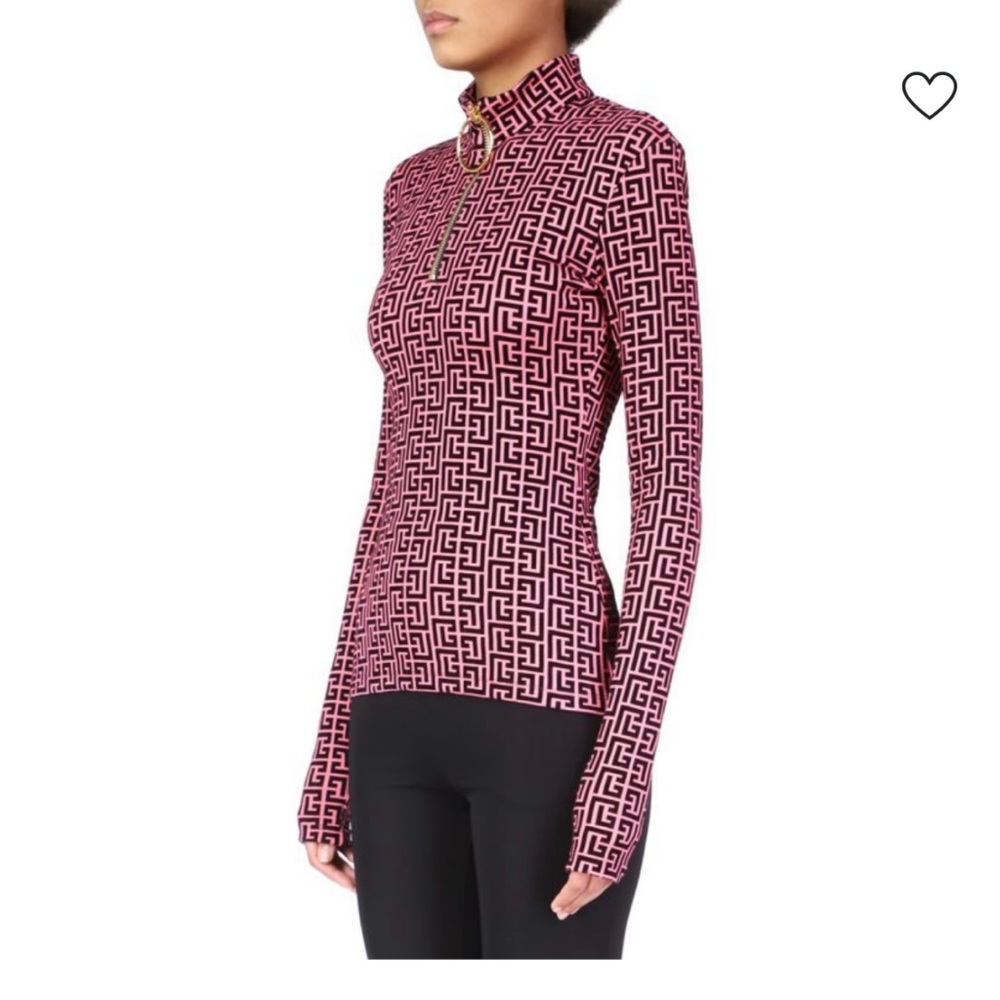 Balmain Pink and Black Geometric Button Down Shirt